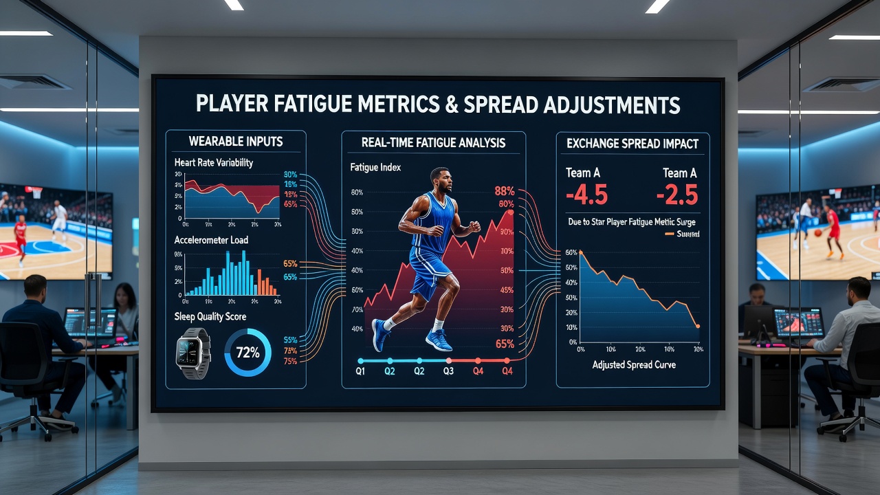 Analytics dashboard displaying real-time fatigue indicators overlaid on betting exchange spreads
